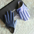 Fashion Women Genuine Leather Sheepskin Half Palm Short Gloves Size L - Violet