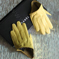 Fashion Women Genuine Leather Sheepskin Half Palm Short Gloves Size M - Yellow