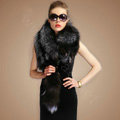 Luxury fox fur scarf fashion Women Whole fox fur shawl winter warm tippet neck wrap - Silver gray
