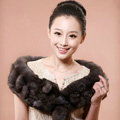 Rex rabbit fur scarf fashion women Imitation whole fox fur shawl warm tippet neck wrap - Grey