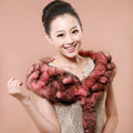 Rex rabbit fur scarf fashion women Imitation whole fox fur shawl warm tippet neck wrap - Pink
