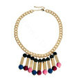 Exaggeration Women Choker Retro Pompons Alloy Gold Plated Bib Necklace Jewelry