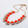 Luxury Crystal Gemstone Flower Pendant Choker Bib Statement Necklace Women Jewelry - Orange