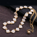 Luxury Crystal Square Shell charm Pendant Choker Statement Necklace Women Jewelry - White