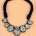 Luxury Fashion Women Exaggeration Choker Bead Natural Shell Bib Necklace Jewelry - Black