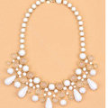 Luxury Fashion Women Exaggeration Choker Vienna Gems Bib Necklace Jewelry - White