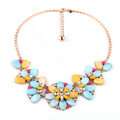 Luxury Multicolor Crystal Shell Flower Pendant Choker Bib Statement Necklace Women Jewelry