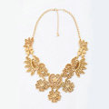 Luxury Retro Gold Alloy Hollow Flower Pendant Choker Bib Statement Necklace Women Jewelry