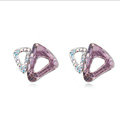 Classic Swarovskii Crystal Pink Rhinestone Triangle Stud Earring for Woman Fashion Jewelry