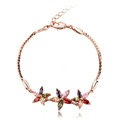 High Quality AAA Zircon Crystal Multicolor Flower 18K Rose Gold Plated Bracelet for Women Jewelry