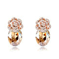 Pretty Swarovskii Crystal Champagne Rhinestone Flower Stud Earring Women Fashion Jewelry