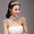 Unique Luxury Lace Crystal Zircon Wedding Bridal Shoulder Chain Strap Shawl Necklace jewelry