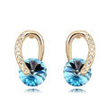 Unique Swarovskii Crystal Blue Rhinestone Dangle Stud Earring for Woman Fashion Jewelry