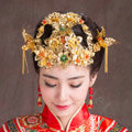 Luxury Bride Classic Costume Phoenix Coronet Flower Hair Clasp Cheongsam Married Bridal Hair Accessories
