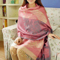Sweet Autumn and Winter Cape Tassels Floral Print Shawl National Style Warm Long Scarf - Pink