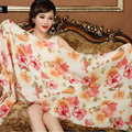 Classic Beautiful Floral Printing Wool Scarf Shawls Women Long Warm Pashmina Cape - Orange