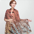 Classic Leopard Printing Wool Shawls Scarf Women Long Warm Pashmina Cape - Orange