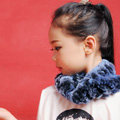 Fashion Kids Knitted Rex Rabbit Fur Scarf Children Winter Thicken Baby Neck Wrap Fur Collar - Blue