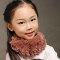 Fashion Kids Knitted Rex Rabbit Fur Scarf Children Winter Thicken Baby Neck Wrap Fur Collar - Coffee