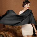 High Quality Solid Color Wool Scarf Shawls Women Winter Long Warm Pashmina Cape - Black