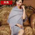 High Quality Solid Color Wool Scarf Shawls Women Winter Long Warm Pashmina Cape - Gray