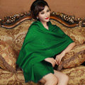 High Quality Solid Color Wool Scarf Shawls Women Winter Long Warm Pashmina Cape - Green