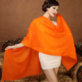 High Quality Solid Color Wool Scarf Shawls Women Winter Long Warm Pashmina Cape - Orange