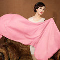 High Quality Solid Color Wool Scarf Shawls Women Winter Long Warm Pashmina Cape - Pink