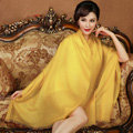 High Quality Solid Color Wool Scarf Shawls Women Winter Long Warm Pashmina Cape - Yellow