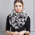 Luxury Rex Rabbit Fur Scarf Women Winter Warm Neck Wrap Knitted Fur Collar Muffler - Gray