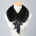 Luxury Short Fox Fur Scarf Women Winter Warm Neck Wrap Fox Fur Collar Ribbon - Black