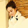 Top Grade Short Knitted Rex Rabbit Fur Scarf Women Winter Thicken Fur Collar - Black White