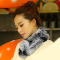 Top Grade Short Knitted Rex Rabbit Fur Scarf Women Winter Thicken Fur Collar - Gray+Black