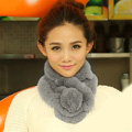 Top Grade Short Knitted Rex Rabbit Fur Scarf Women Winter Thicken Fur Collar - Light Gray