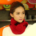 Top Grade Short Knitted Rex Rabbit Fur Scarf Women Winter Thicken Fur Collar - Red+Black