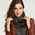 Top Grade Whole Rabbit Fur Scarf Women Winter Warm Neck Wrap Knitted Fur Ball Collar - Gray