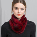 Top Grade Whole Rabbit Fur Scarf Women Winter Warm Neck Wrap Knitted Fur Ball Collar - Red