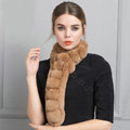 Unique Rex Rabbit Fur Scarf Women Winter Warm Neck Wrap Knitted Fur Collar Muffler - Camel