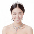 Fashion Wedding Jewelry Sets Hollow Flower Crystal Tiara & Earrings & Bridal Water-drop Necklace