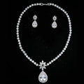Luxury Banquet Wedding Jewelry Sets Diamond Flower Water-drop Earrings & Bridal Zircon Statement Necklace
