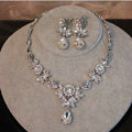 Luxury Wedding Banquet Jewelry Butterfly Flower Crystal Bridal Necklace Earrings Sets