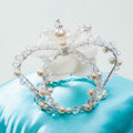 Luxury Wedding Jewelry Crystal Beads small Ring Pearl Tiaras Bridal Rhinestone Crown Hair Accessories