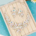 Unique Fashion Wedding Jewelry Sets AB Crystal Floral Earrings & Bridal Rhinestone Necklace
