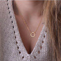 Fashion Personality Simple Women Metal Circle Ring Gold-plated Short Necklace Clavicle Chain
