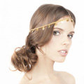 High Quality Fashion Woman Gold Plated Alloy Bling Sequins Tassel Chain Headband Hair Accessories