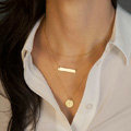 Hot sale Woman Simple Gold Plated Geometry Metal Sequins Three Layers Clavicle Chain Necklace