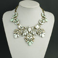 New Women Fashionable Exaggeration Diamond Square Crystal Gem Flower Bib Necklace Clavicle Chain