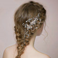 Retro Bridal Wedding Rhinestone Bead Alloy Floral Crystal Pearl Bride Tassel Headband Hair Accessories