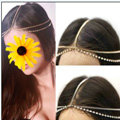 Retro Fashion Woman Silver Alloy Rhinestone Two layer Tassel Chain Headband Princess Hair Accessories
