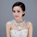 High Quality Bride Wedding Rhinestone Lace Flower Crystal Beads Tassel Bridal Choker Shoulder Chain Jewelry